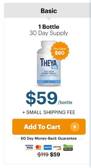 TheyaVue 1 bottle package showing natural eye supplement for clearer vision